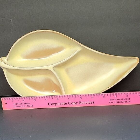 Frankoma Prairie Green Leaf Divided Dish #83 - Picture 2 of 6